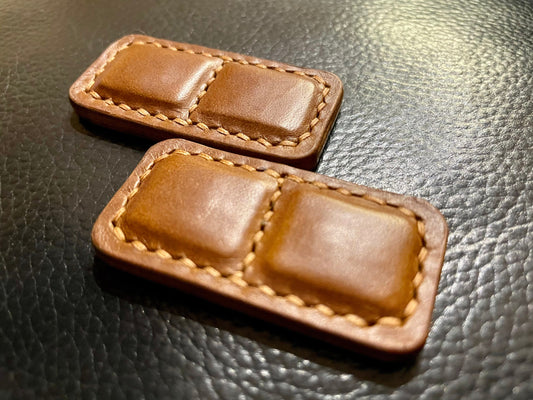 Leather magnetic slider fidget, 2 magnets version with bumps, the mini chocolate bar